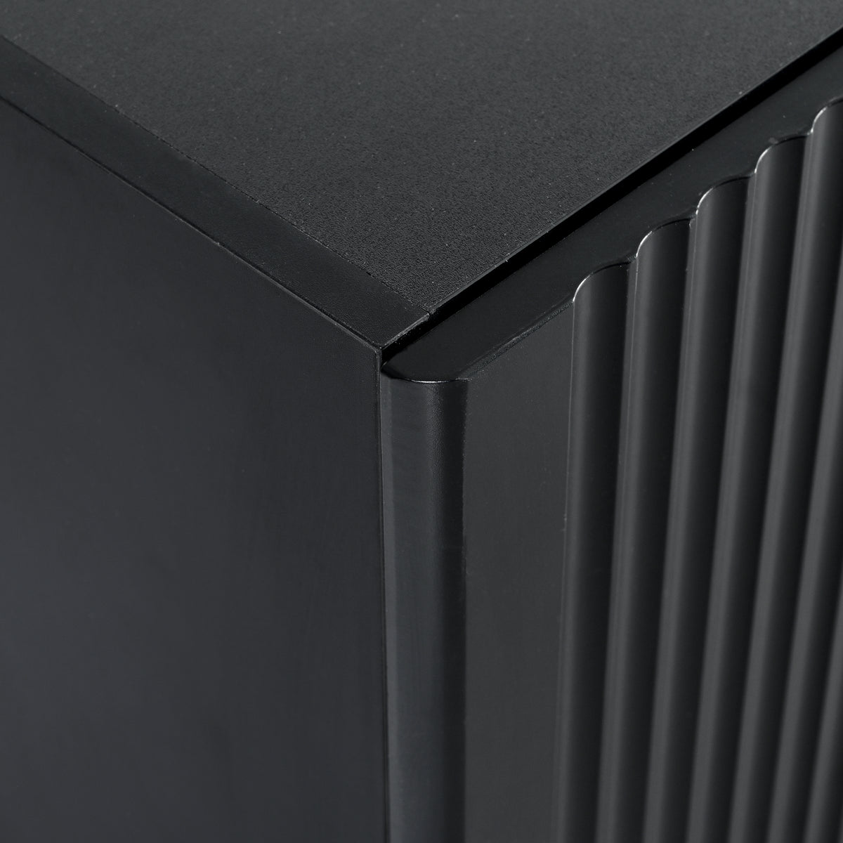 Modern Black Fluted TV Stand For 80 Inch Tv With Storage