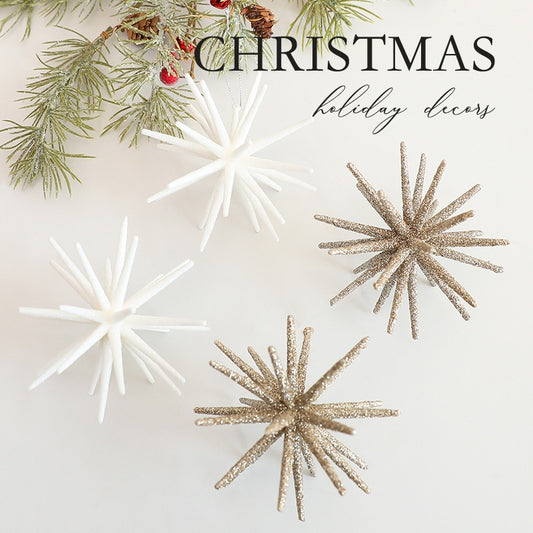 Christmas Tree Decoration Hanging Ornament Champagne Color White Transparent Explosion Star Bulk