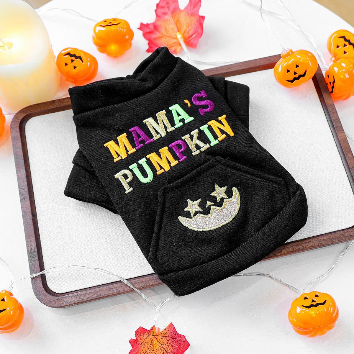 Pet Clothing for Small Dogs and Cats, Halloween Mom's Pumpkin Embroidered Hoodie, Autumn and Winter