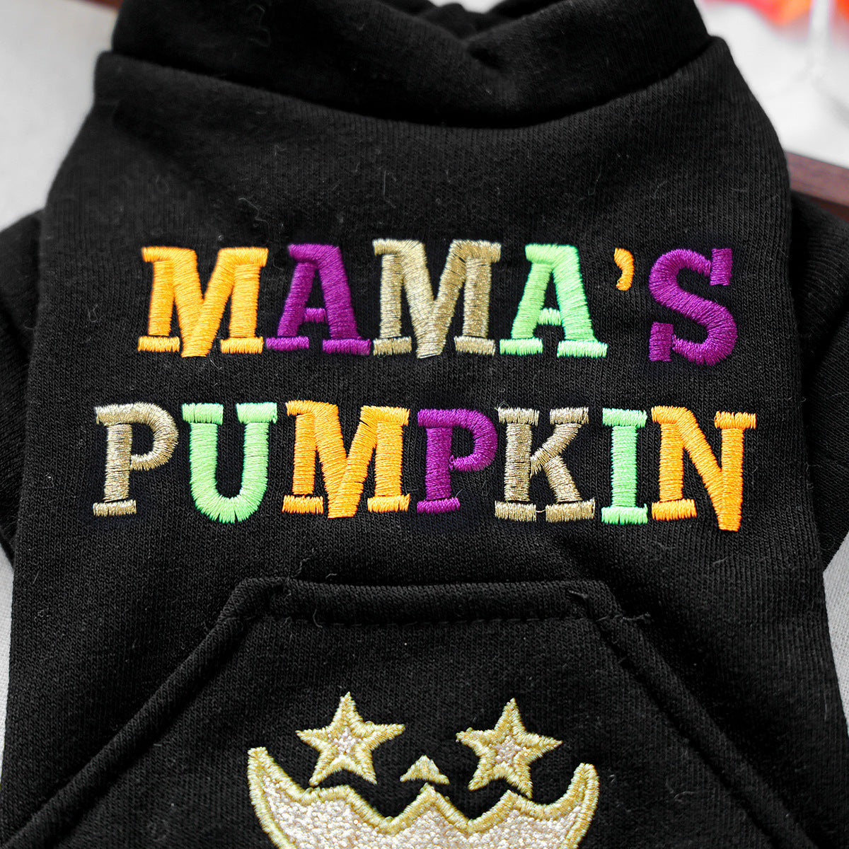 Pet Clothing for Small Dogs and Cats, Halloween Mom's Pumpkin Embroidered Hoodie, Autumn and Winter