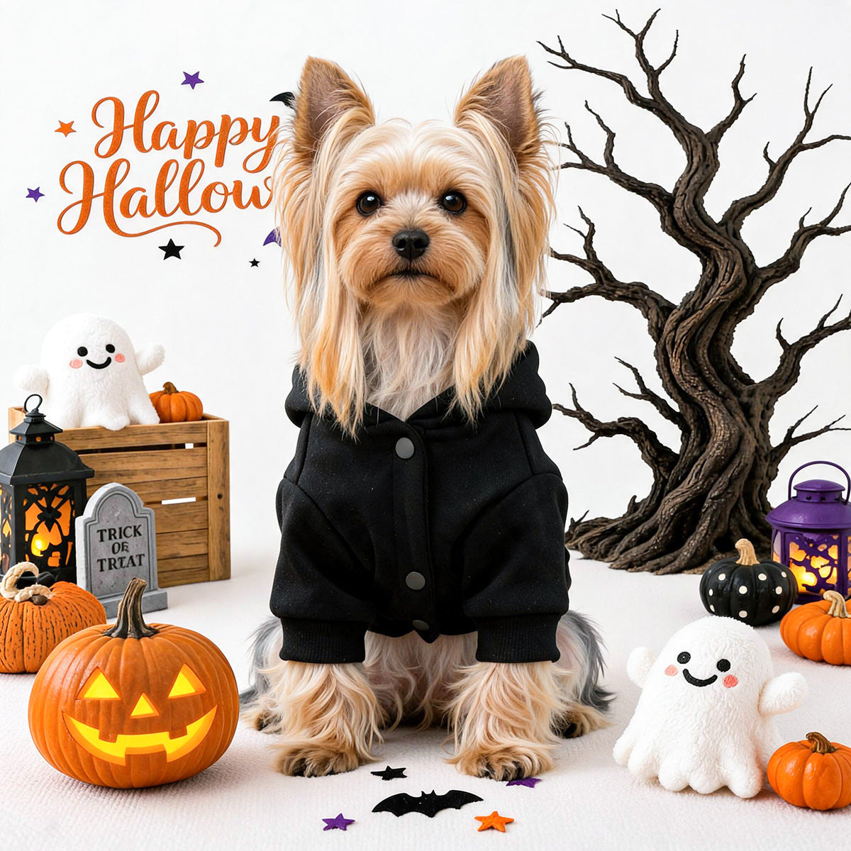 Pet Clothing for Small Dogs and Cats, Halloween Mom's Pumpkin Embroidered Hoodie, Autumn and Winter