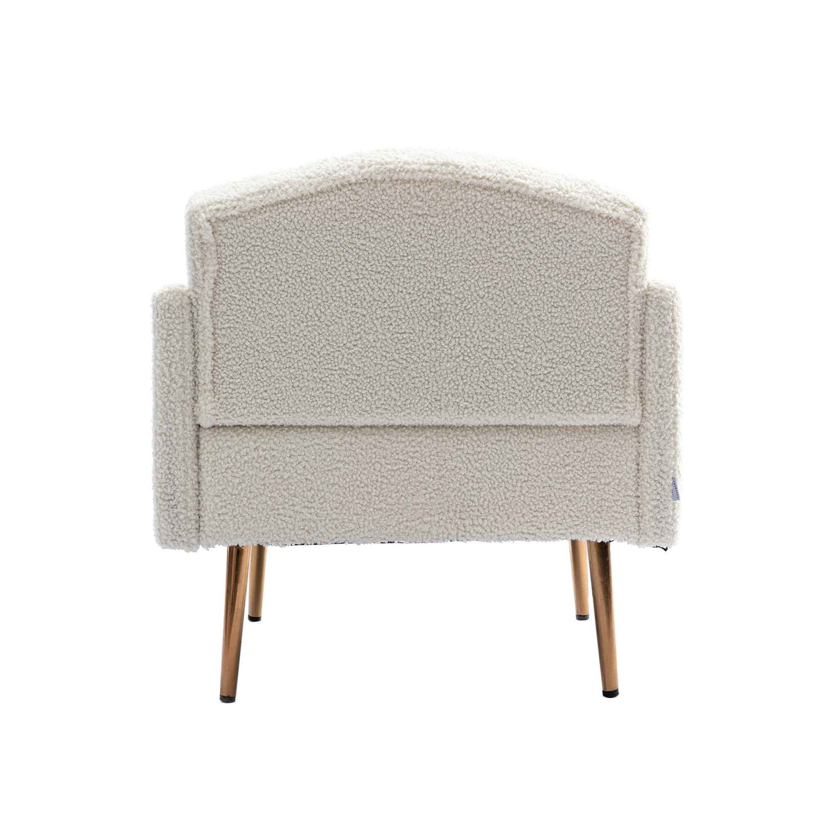 Coolmore Modern White Teddy Fabric Armchair With Gold Legs