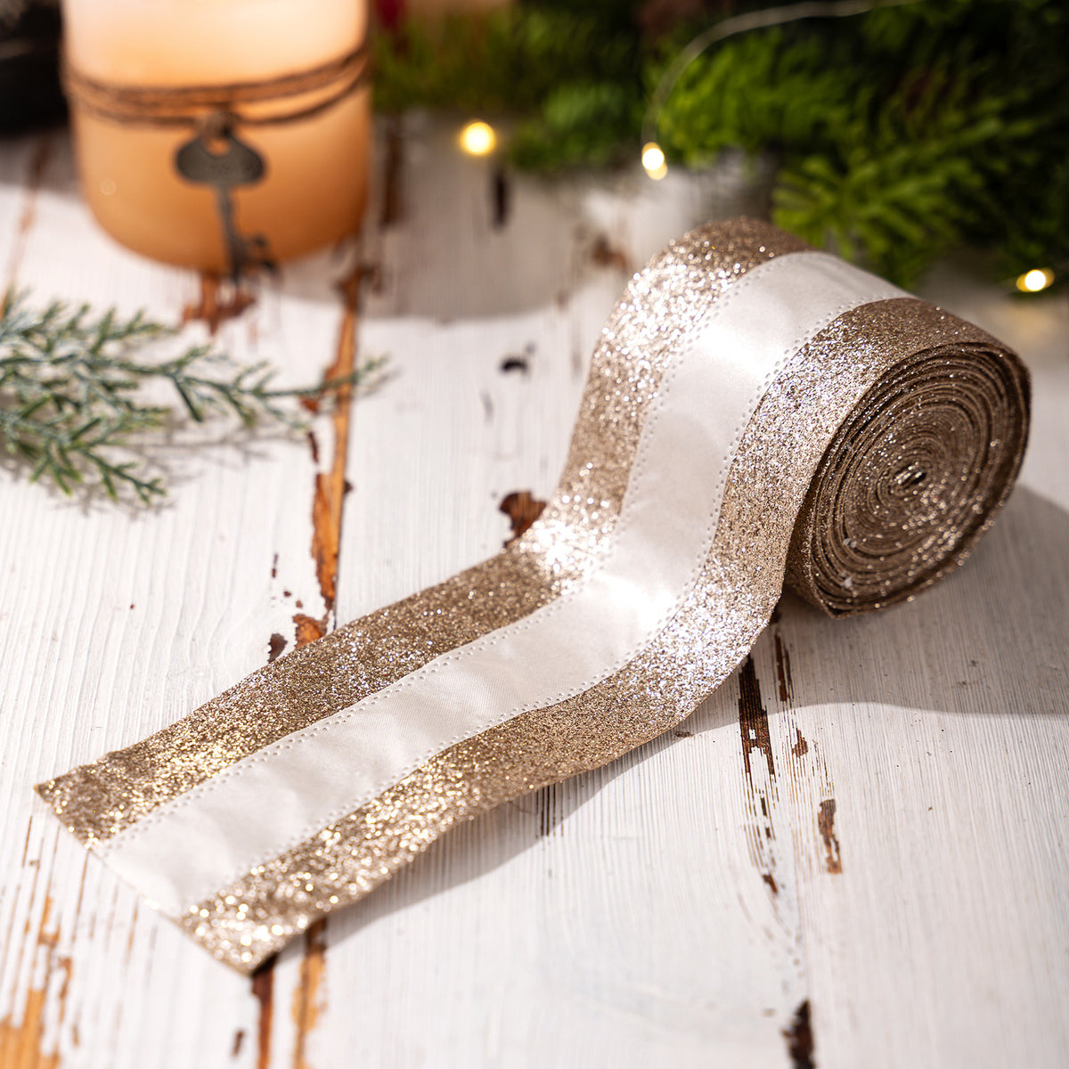 Christmas decorations gold ribbons atmosphere decoration