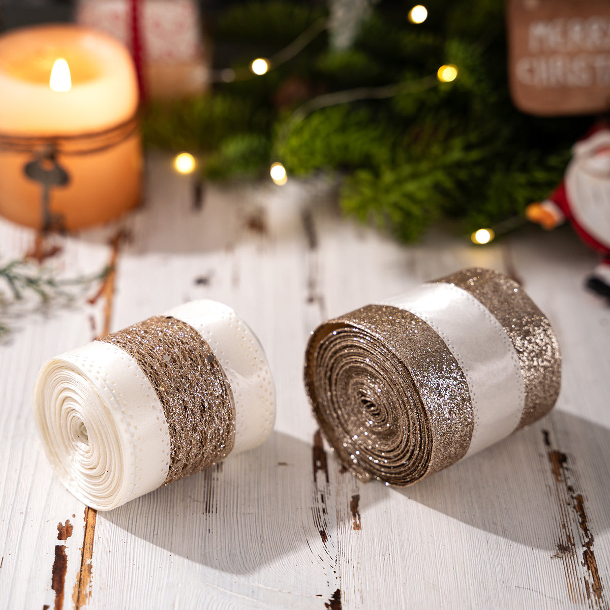 Christmas decorations gold ribbons atmosphere decoration