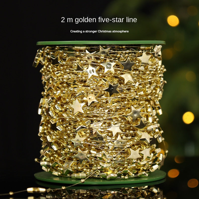 Star Electroplated Wire Bead Chain DIY Christmas Craft Ornament Wedding Decoration Material String Arrangement Decoration