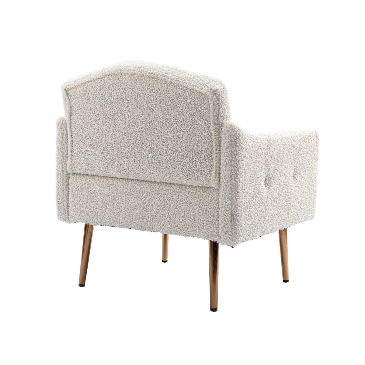Coolmore Modern White Teddy Fabric Armchair With Gold Legs