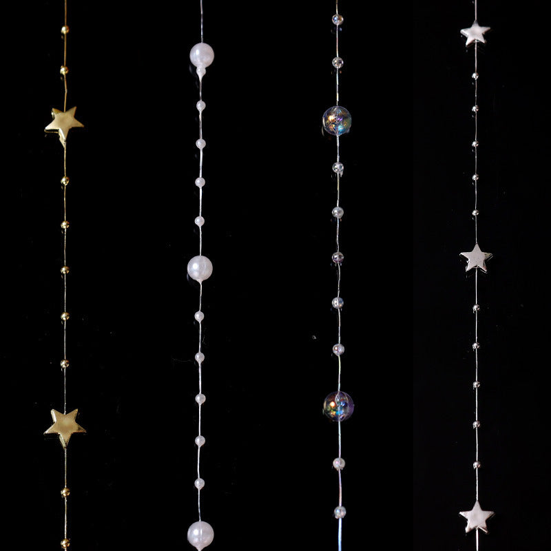 Star Electroplated Wire Bead Chain DIY Christmas Craft Ornament Wedding Decoration Material String Arrangement Decoration