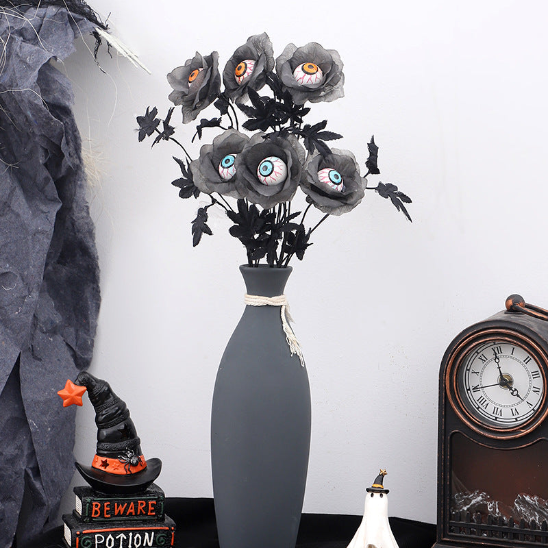 Halloween Decorations Horror Eyeball Maple Leaf Stem Bouquet Halloween Home Party Decoration