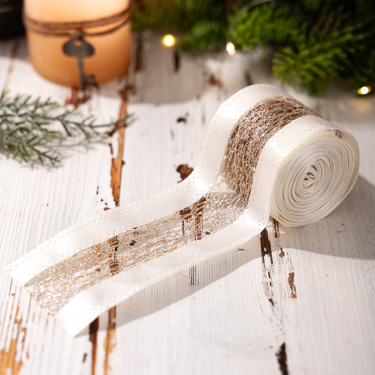 Christmas decorations gold ribbons atmosphere decoration