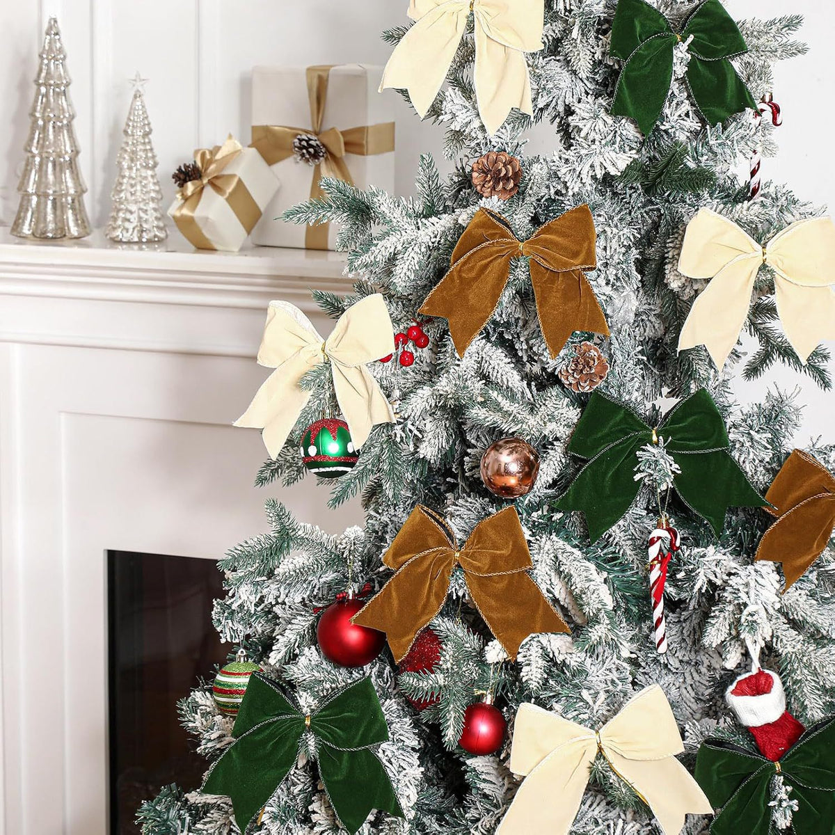 Christmas Bow Decoration DIY Red Fabric Christmas Tree Wreath Decorative Bow Ornament