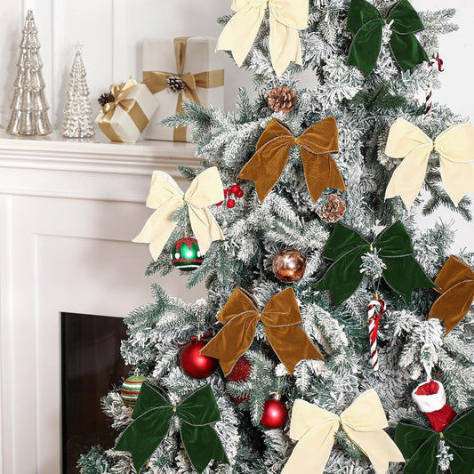 Christmas Bow Decoration DIY Red Fabric Christmas Tree Wreath Decorative Bow Ornament