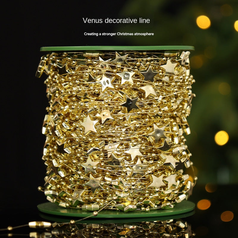 Star Electroplated Wire Bead Chain DIY Christmas Craft Ornament Wedding Decoration Material String Arrangement Decoration
