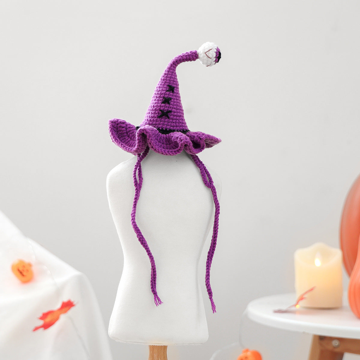 Pet Accessories Knitted Wizard Hat for Dogs and Cats, Cute Halloween Costume Decoration